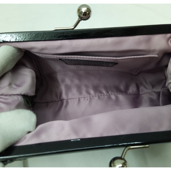 Coach Black Sequin Kisslock Framed Large Evening Clutch - Wristlet - Picture 8 of 14